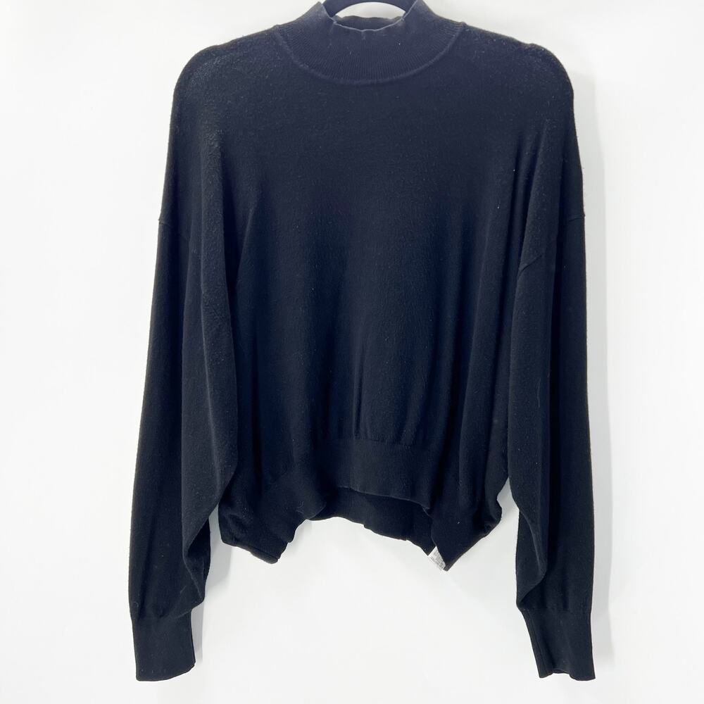 Zara Women's Black Mock Neck Knit Long Sleeve Pullover Sweater Top Size M